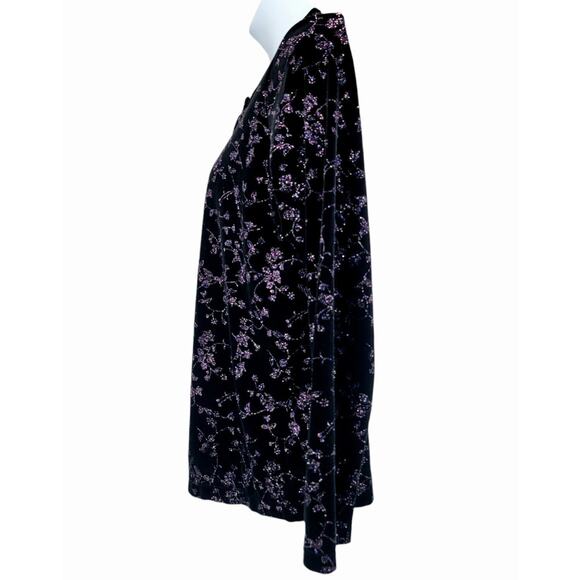 Women's Notations Double Layer Glittery Sparkly Velvet Velour Shirt Blouse Sz L - Picture 3 of 6